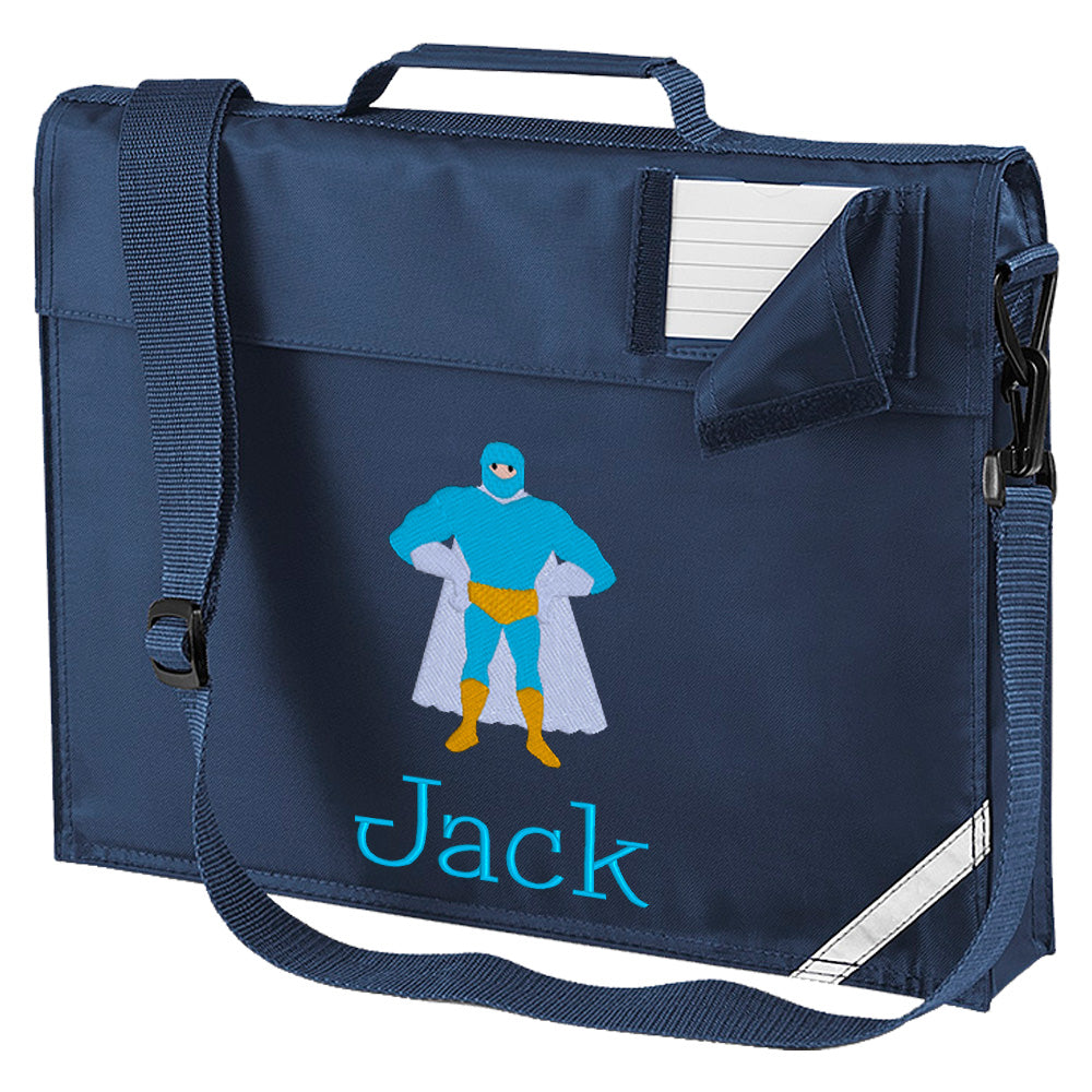 Embroidered Bookbag with strap- Superhero (Standing)