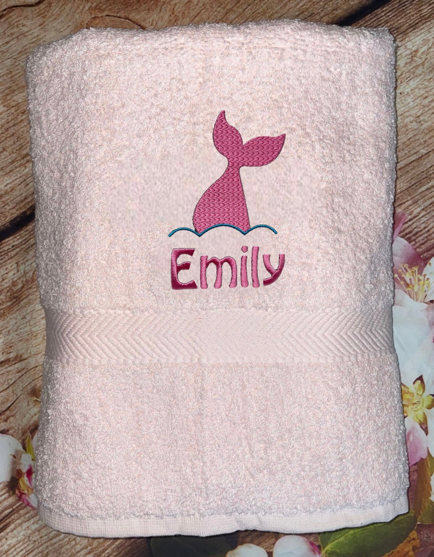 Embroidered Personalised Swimming, beach or Sports Towel. Ideal gift - Mermaid