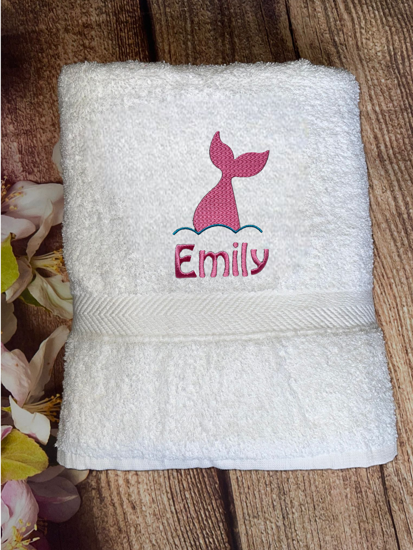 Embroidered Personalised Swimming, beach or Sports Towel. Ideal gift - Mermaid