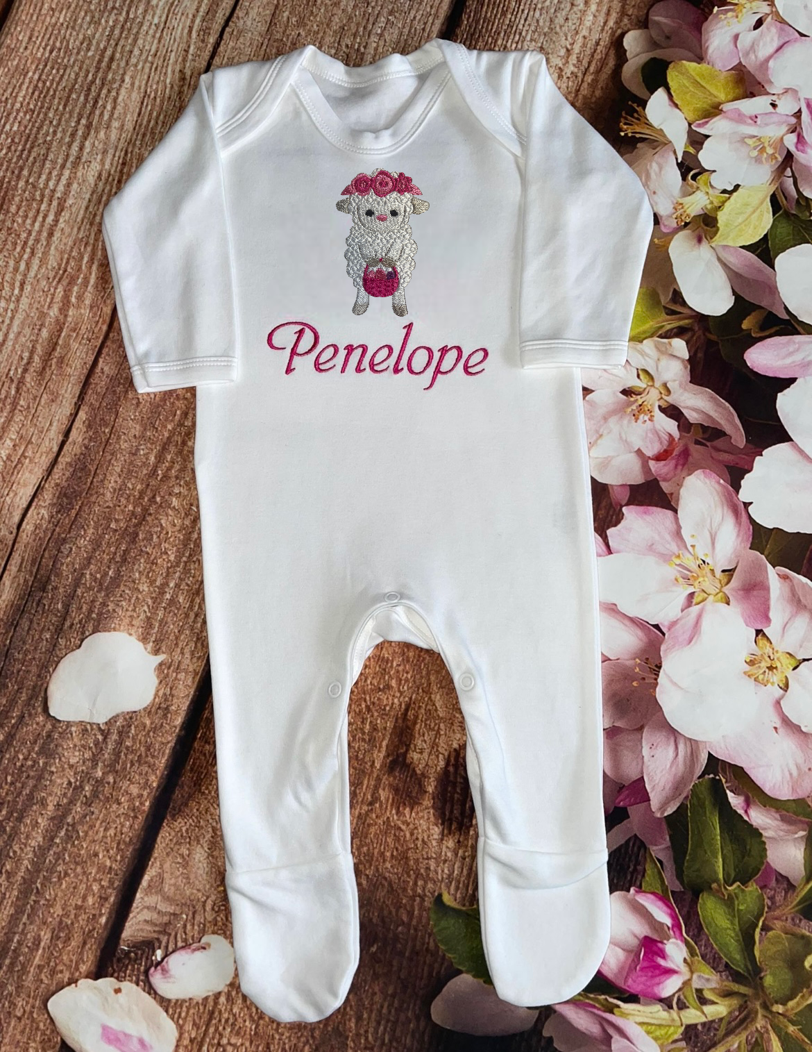 NEW design - Easter Lamb Personalised Easter Embroidered 100% Cotton Pyjamas,  keepsake PJ's