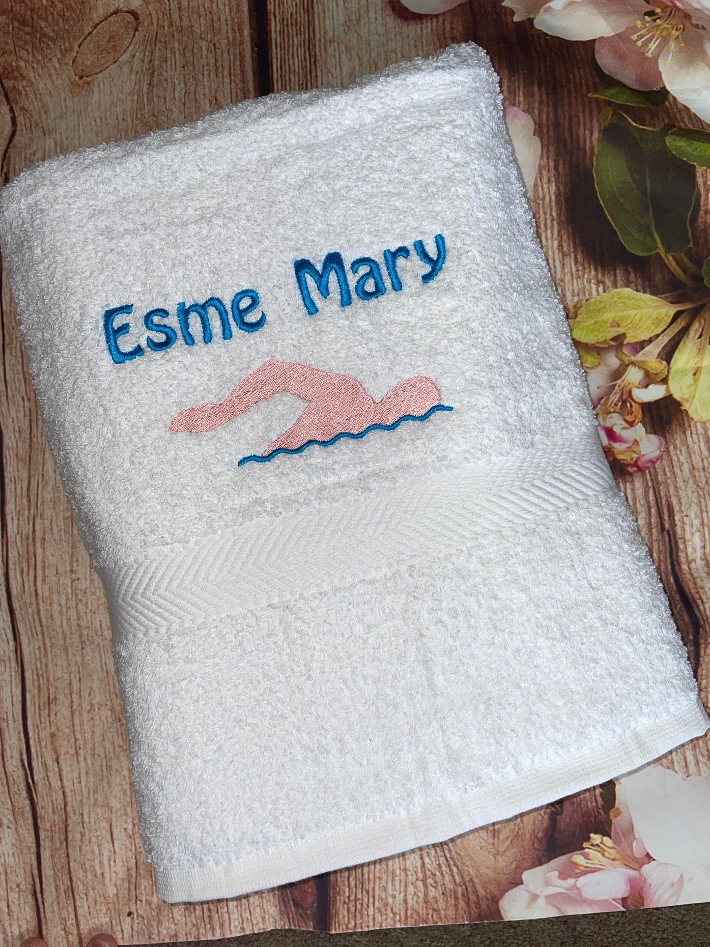 Embroidered Personalised Swimming or Sports Towel.  Ideal kids gift // swimmer