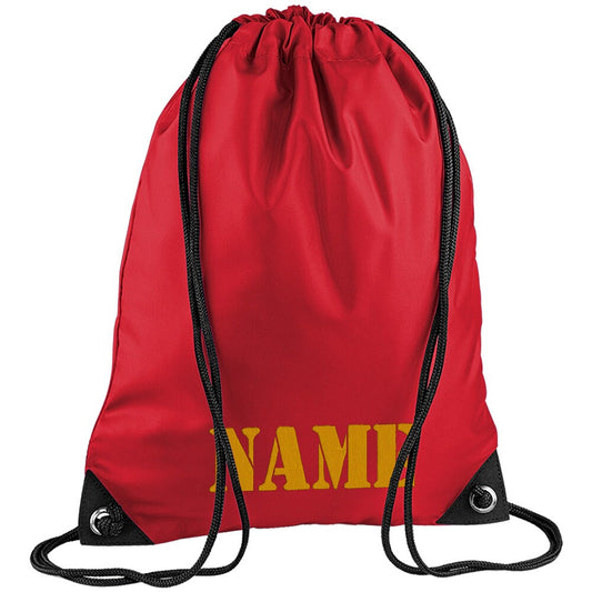 Embroidered Army Text Personalised PE Bag, Kit Bag Drawstring Bag